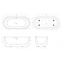 Отдельностоящая овальная акриловая ванна со сливом-переливом BelBagno BB709-1700-780-W/MC шоколад матовый