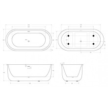Отдельностоящая овальная акриловая ванна со сливом-переливом BelBagno BB709-1700-780-W/MC шоколад матовый