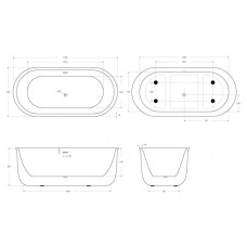 Отдельностоящая овальная акриловая ванна со сливом-переливом BelBagno BB709-1700-780-W/MC шоколад матовый