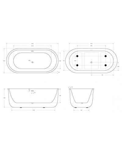Отдельностоящая овальная акриловая ванна со сливом-переливом BelBagno BB709-1700-780-W/MC шоколад матовый