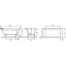 Чугунная ванна Jacob Delafon Biove 170x75 E2930-S-00 без антискользящего покрытия