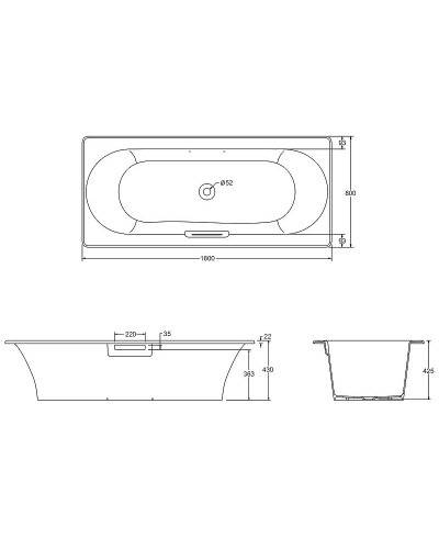 Чугунная ванна Jacob Delafon Volute 180x80 E6D900-0 с антискользящим покрытием