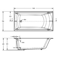 Чугунная ванна Jacob Delafon Biove 150x75 E6D903-0 с антискользящим покрытием