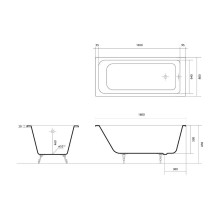 Чугунная ванна Aquatek Дельта 180x80 AQ8980F-00 без антискользящего покрытия