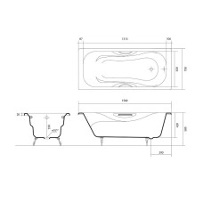 Чугунная ванна Aquatek Гамма 150x75 AQ8050FH-00 без антискользящего покрытия