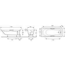 Чугунная ванна Jacob Delafon Melanie 170x70 E2925-00 с антискользящим покрытием