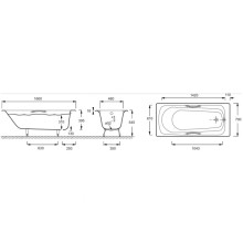 Чугунная ванна Jacob Delafon Melanie 160x70 E2935-00 с антискользящим покрытием