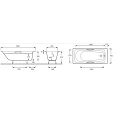 Чугунная ванна Jacob Delafon Melanie 160x70 E2935-00 с антискользящим покрытием