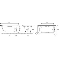 Чугунная ванна Jacob Delafon Biove 170x75 E2938-00 с антискользящим покрытием