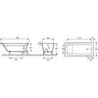 Чугунная ванна Jacob Delafon Parallel 150x70 E2946-00 с антискользящим покрытием