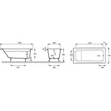 Чугунная ванна Jacob Delafon Parallel 150x70 E2946-00 с антискользящим покрытием