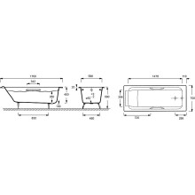 Чугунная ванна Jacob Delafon Parallel 170x70 E2948-00 с антискользящим покрытием