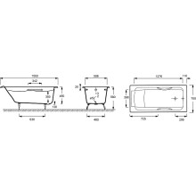 Чугунная ванна Jacob Delafon Parallel 150x70 E2949-00 с антискользящим покрытием