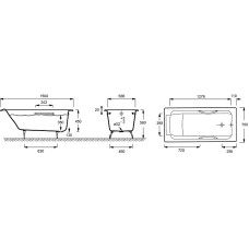 Чугунная ванна Jacob Delafon Parallel 150x70 E2949-00 с антискользящим покрытием
