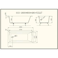 Чугунная ванна 180x80 см с ручками Castalia Prime S2021 Ц0000147