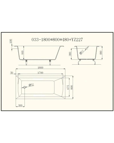Чугунная ванна 180x80 см с ручками Castalia Prime S2021 Ц0000147