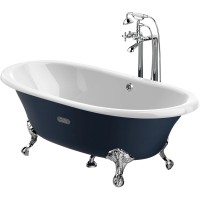 Чугунная ванна 170х85 см с противоскользящим покрытием Roca Newcast Navy Blue 233650004