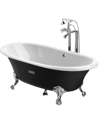 Чугунная ванна 170х85 см с противоскользящим покрытием Roca Newcast Black 233650002