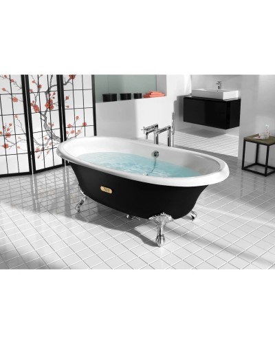 Чугунная ванна 170х85 см с противоскользящим покрытием Roca Newcast Black 233650002