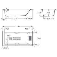 Чугунная ванна 175x85 см с противоскользящим покрытием Roca Belice 233550000
