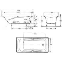 Чугунная ванна Jacob Delafon Repos 160x75 E2929-00 с антискользящим покрытием