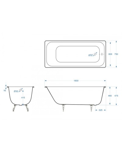 Ванна чугунная Delice Aurora 160х75 с антискользящим покрытием DLR230604-AS