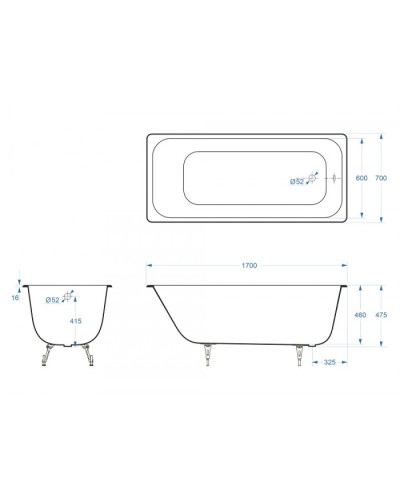 Ванна чугунная Delice Aurora 170х70 DLR230605