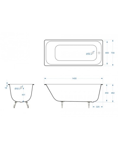 Ванна чугунная Delice Aurora 140х70 с отверстиями под ручки DLR230617R