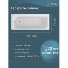 Ванна чугунная Delice Biove 170х75 DLR220509