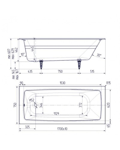 Ванна чугунная Delice Biove 170х75 DLR220509