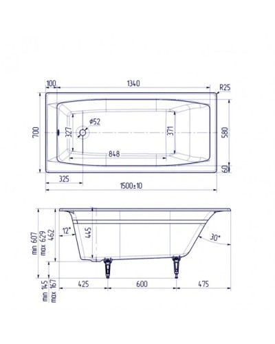 Ванна чугунная Delice Repos 150х70 с антискользящим покрытием DLR220507-AS