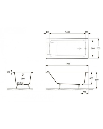 Ванна чугунная Delice Palomba 170х70 DLR230620