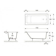 Ванна чугунная Delice Palomba 170х70 с антискользящим покрытием DLR230620-AS