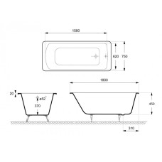 Ванна чугунная Delice Prestige 180х75 с отверстиями под ручки DLR230601R