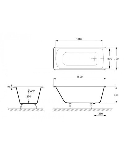 Ванна чугунная Delice Prestige 160х70 с отверстиями под ручки DLR230614R