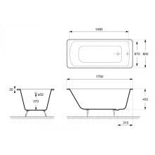 Ванна чугунная Delice Prestige 170х80 с отверстиями под ручки DLR230615R