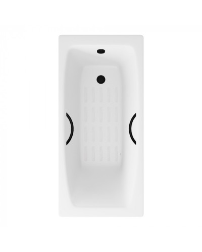 Ванна чугунная Delice Repos 150х70 с черными матовыми ручками и антискользящим покрытием DLR220507RB-AS