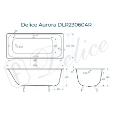 Ванна чугунная Delice Aurora 160х75 с отверстиями под ручки DLR230604R