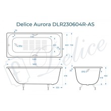 Ванна чугунная Delice Aurora 160х75 с отверстиями под ручки и антискользящим покрытием DLR230604R-AS