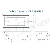 Ванна чугунная Delice Camelot 180х80 с отверстиями под ручки DLR230616R