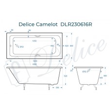 Ванна чугунная Delice Camelot 180х80 с отверстиями под ручки DLR230616R