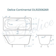Ванна чугунная Delice Continental 160х70 с отверстиями под ручки DLR230626R