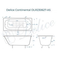 Ванна чугунная Delice Continental 180х80 с антискользящим покрытием DLR230627-AS
