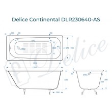 Ванна чугунная Delice Continental 120х70 с антискользящим покрытием DLR230640-AS