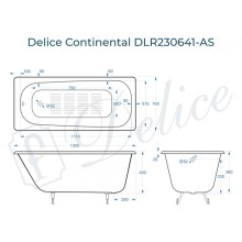 Ванна чугунная Delice Continental 130х70 с антискользящим покрытием DLR230641-AS