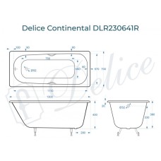 Ванна чугунная Delice Continental 130х70 с отверстиями под ручки DLR230641R
