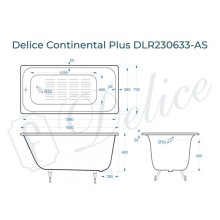 Ванна чугунная Delice Continental PLUS 150х70 с антискользящим покрытием DLR230633-AS