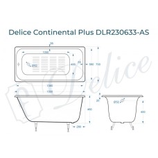 Ванна чугунная Delice Continental PLUS 150х70 с антискользящим покрытием DLR230633-AS