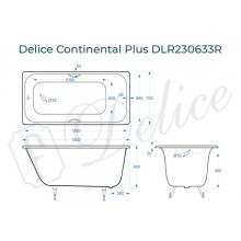 Ванна чугунная Delice Continental PLUS 150х70 с отверстиями под ручки DLR230633R