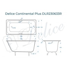 Ванна чугунная Delice Continental PLUS 150х70 с отверстиями под ручки DLR230633R